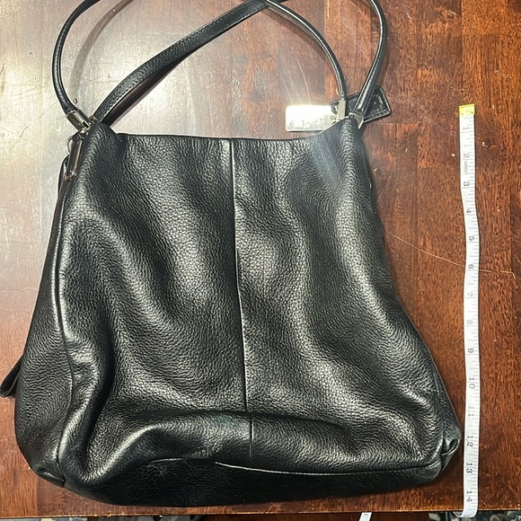 Coach hobo purse black leather, and blue interior - Picture 2 of 14